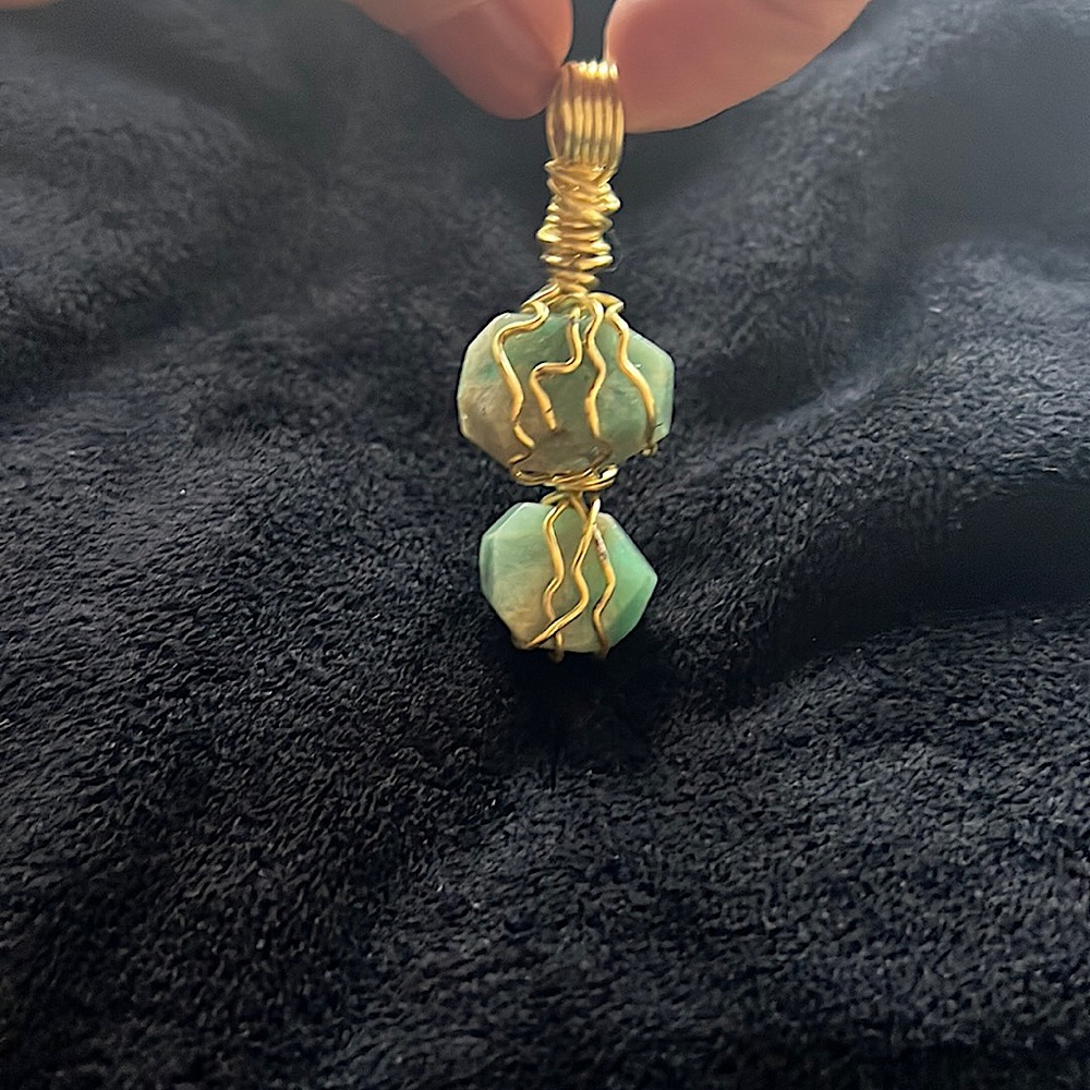 Jade polished Stones dual wrapped necklace